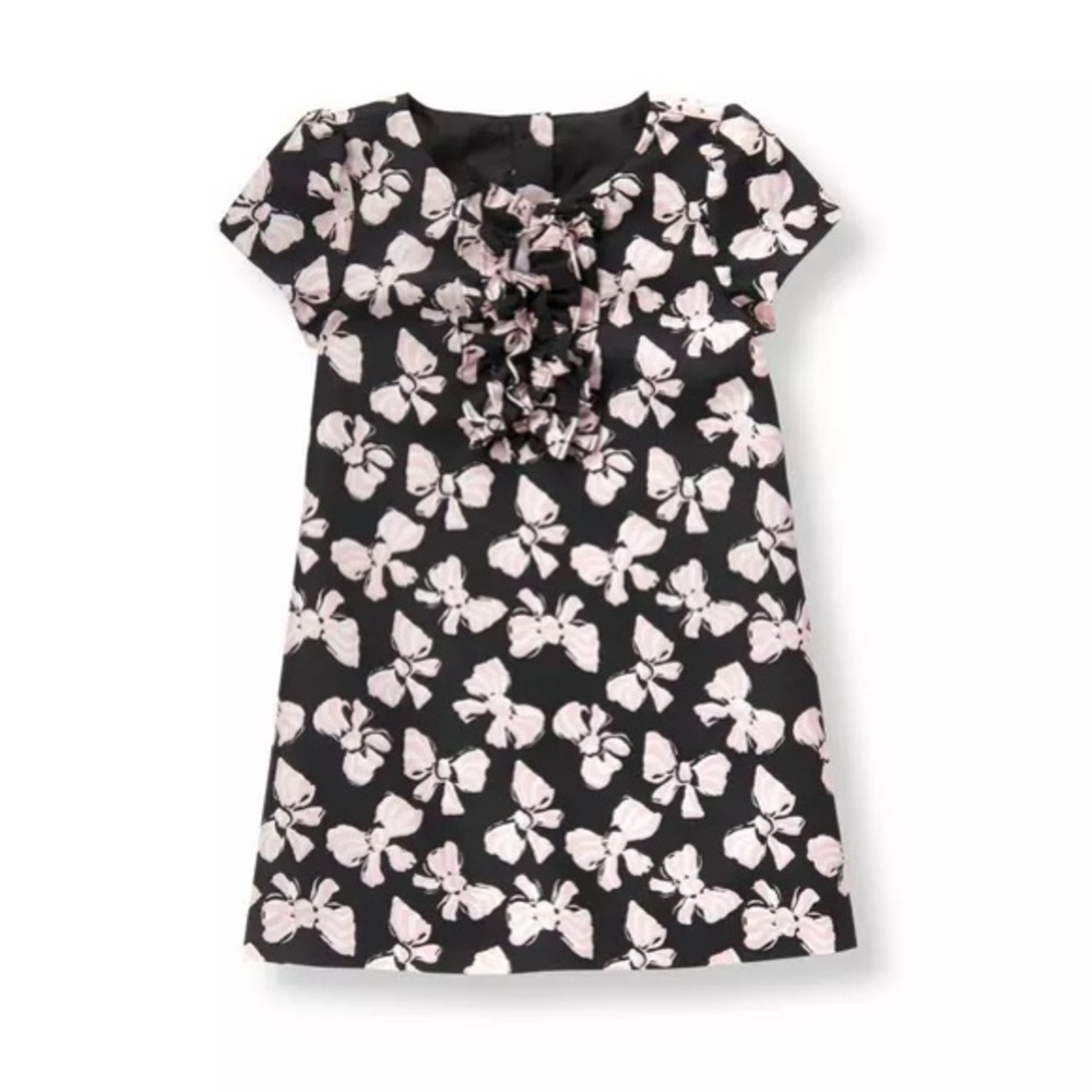 Janie & Jack Bow Print Black, Light Pink and White Dress